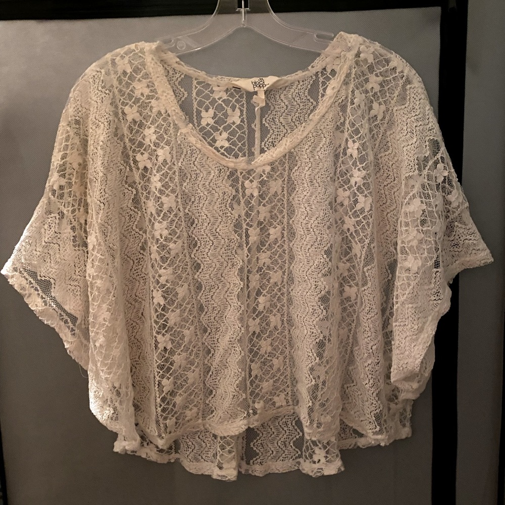 Black Poppy Crop Coverup, Size S (large fitting)